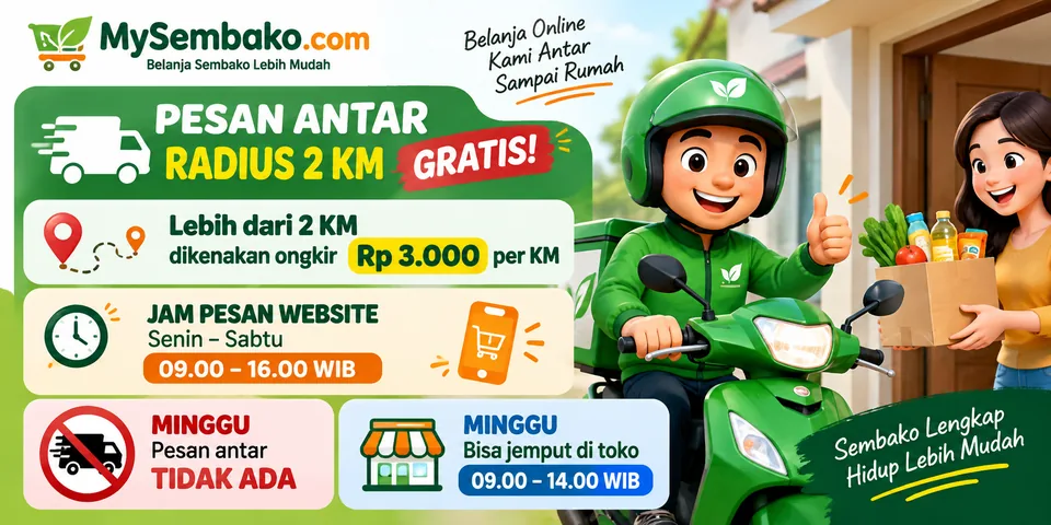 Pesan antar gratis radius 2 km dari Toko Maju Jaya